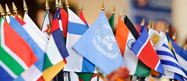 Photo of a collection of international flags.
