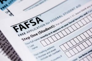 Close-up of a FAFSA application