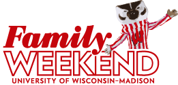 Logo for Family Weekend, University of Wisconsin–Madison, with Bucky