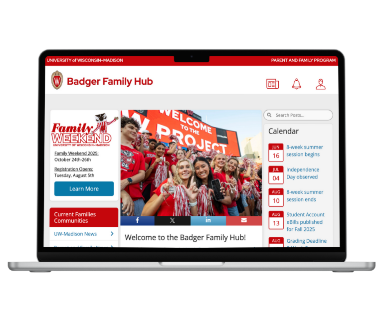 A screenshot of the Badger Family Hub website set into a laptop