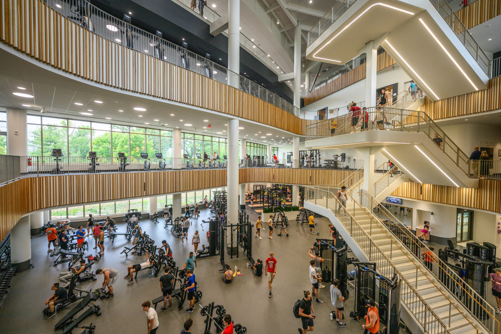 Students exercising at the Bakke Recreation & Wellbeing Center at UW–Madison.
