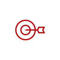 An icon of an arrow hitting the middle of a target