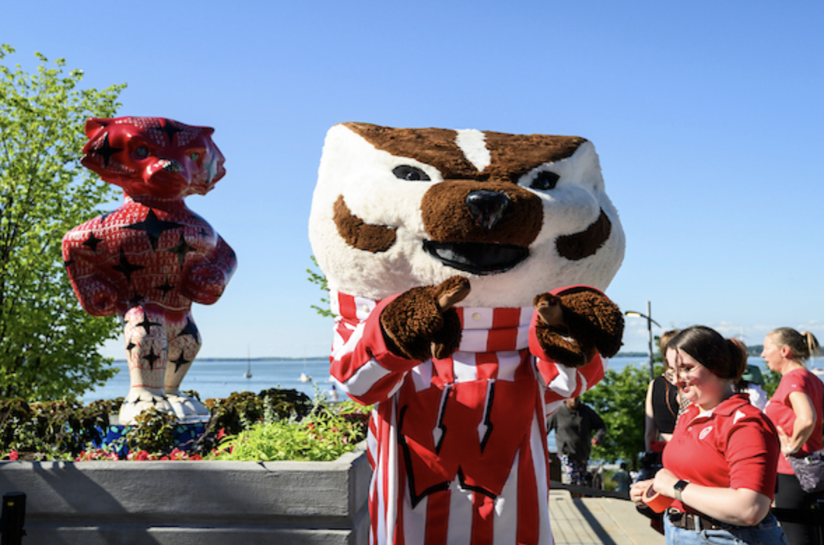 Bucky Badger poses for the camera.